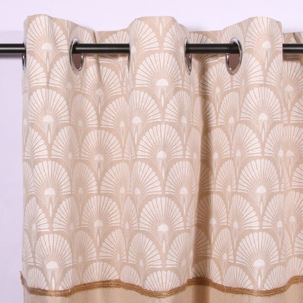 Rideau Polycoton Imprimé et jute Belcastel Blanc - 140 x 240 cm