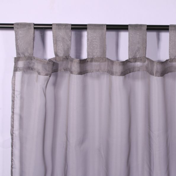 Rideau Voilage Bicolore Rocamadour Blanc/Gris - 135 x 240 cm