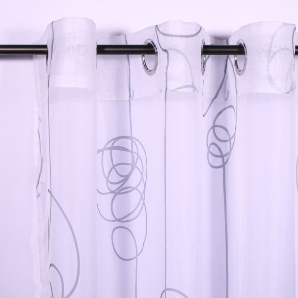 Rideau Voilage Imprimé Transfert Curemonte Blanc/Noir - 140 x 240 cm