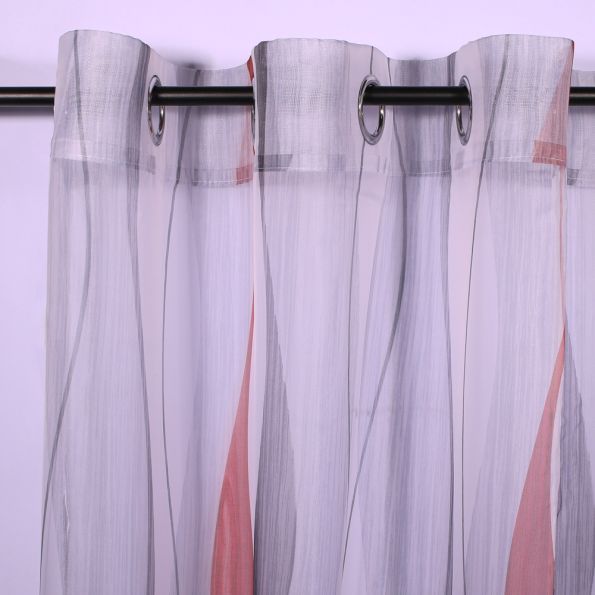 Rideau Voilage Imprimé Transfert Eguisheim Rouge - 140 x 240 cm