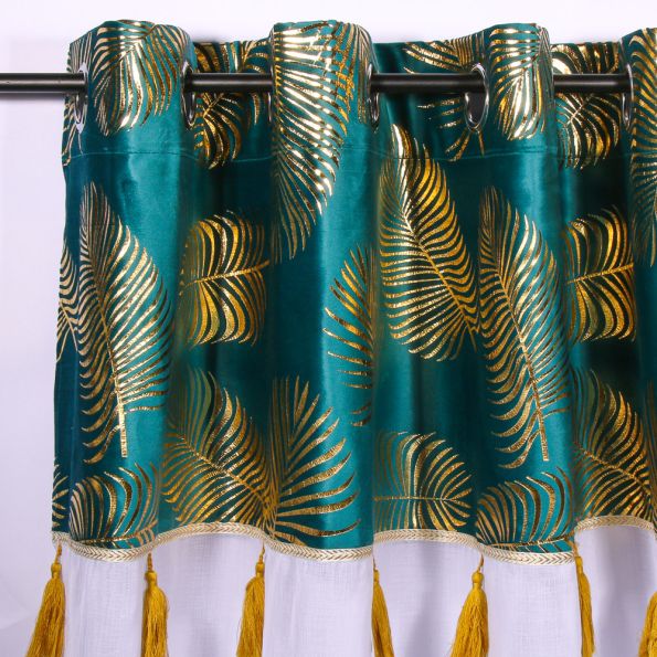 Rideau Voilage Sable Velours Imprimé doré Gordes - 140 x 240 cm