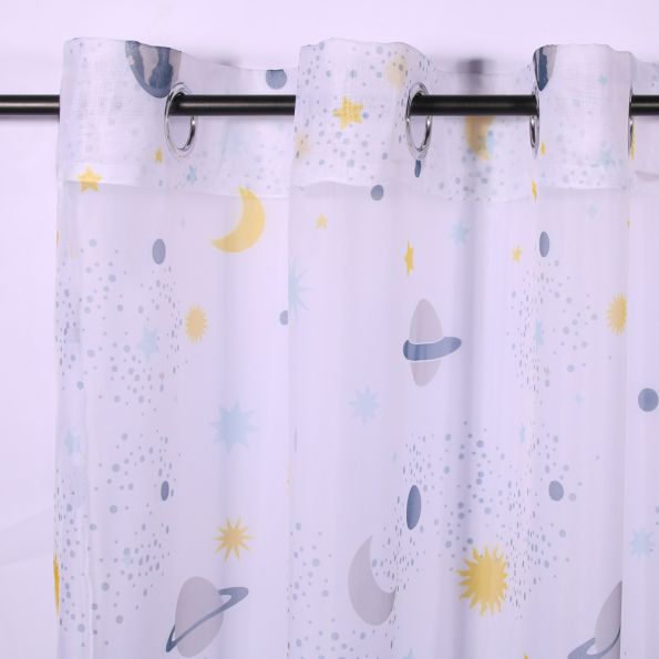 Rideau Voilage Imprimé Transfert Astro Blanc - 140 x 240 cm