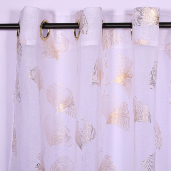 Rideau Voilage Sable Imprimé Métallisé Carennac - 140 x 240 cm