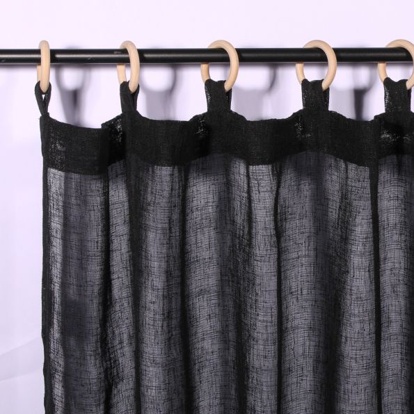 Rideau Voilage Bois Tissé Domme Noir - 140 x 240 cm