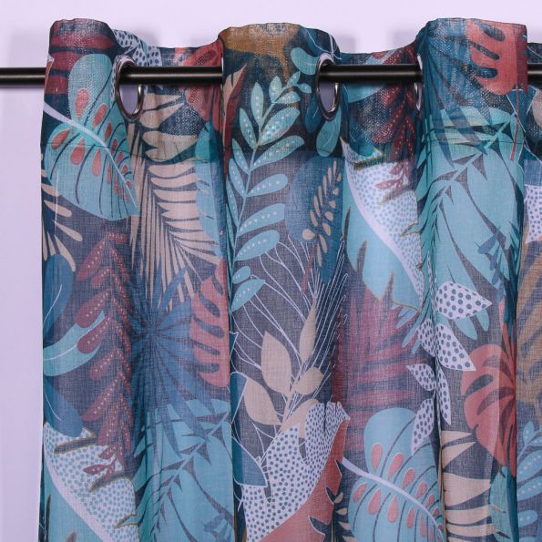 Rideau Voilage Sable Imprimé Charroux Bleu - 140 x 240 cm