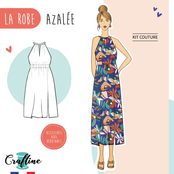 Kit Couture Craftine Robe Azalée Multico Bleu