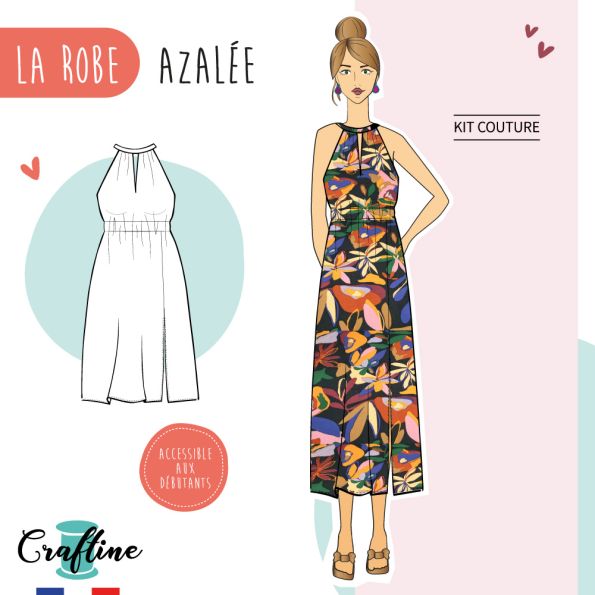 Kit Couture Craftine Robe Azalée Multico Marine