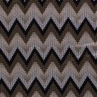 Tissu Jersey Viscose imprimé  Zigzag  blanc et ocre sur fond Noir - Par 10 cm