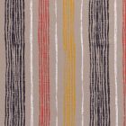 Tissu Jersey Viscose avec aspect crêpe Rayures colorés sur fond Taupe - Par 10 cm