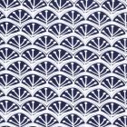 Tissu Jersey Viscose Éventails blanc sur fond Bleu marine - Par 10 cm
