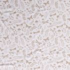 Tissu Jersey Velours Eponge Libellules papillons et feuilles sur fond Blanc - Par 10 cm