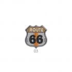 Ecusson Thermocollant Route 66 Blanc/Gris-Orange/Gris/Marron