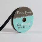 Bobinette Ruban Satin double face Frou-Frou Noir de jais - 6 mm x 6 mètres