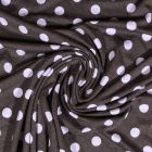 Tissu Jersey Viscose Taupe Pois 13mm Blanc - Par 10 cm