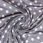 Tissu Jersey Viscose Gris clair Pois 13mm Blanc - Par 10 cm