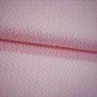 Tissu Jersey interlock Rose pâle Losanges Blancs - Par 10 cm