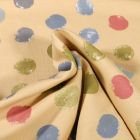 Tissu Jersey Coton Bio Ronds colorés sur fond Jaune - Par 10 cm