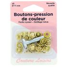 Boutons pressions 11 mm + outillage couleur Or x6