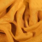 Tissu Jersey Coton ajouré uni Jaune curry - Par 10 cm