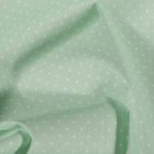 Tissu Coton enduit Petits pois blancs sur fond Vert menthe clair - Par 10 cm