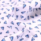 Tissu Coton imprimé extensible Triangles bleus sur fond Blanc