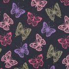 Tissu Jersey Coton Papillon Glitter sur fond Gris anthracite chiné