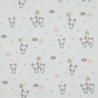 Tissu Popeline de Coton LittleBird Petites souris et étoiles sur fond Blanc