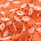 Tissu Coton lavé Feuilles et pois sur fond Orange
