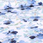 Tissu Coton imprimé Aquaflower sur fond Blanc