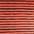 Tissu Jersey Coton imprimé épais Rayures grise anthracite sur fond Orange - Par 10 cm