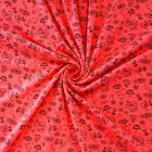 Tissu Jersey Coton imprimé Symboles Love&Live Noirs sur fond Rose fluo légèrement chiné - Par 10 cm