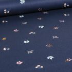 Tissu Coton imprimé Bio LittleBird Mini Fleurs sur fond Bleu marine