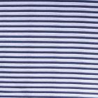 Tissu Jersey coton envers molletonné  Rayures et pointillés bleu ciel et marine sur fond Blanc - Par 10 cm