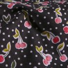 Tissu Coton imprimé LittleBird Cerises Pop sur fond Noir - Par 10 cm