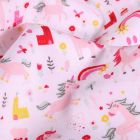 Tissu Coton imprimé LittleBird Licornes et chateaux sur fond Blanc - Par 10 cm