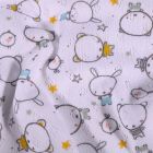 Tissu Jersey ajouré Petits oursons et lapins sur fond Blanc - Par 10 cm
