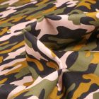 Tissu Coton imprimé Camouflage militaire sur fond Ocre