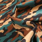 Tissu Coton imprimé Camouflage militaire sur fond Bleu