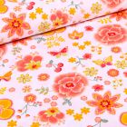 Tissu Coton imprimé LittleBird Diverses fleurs colorés sur fond Blanc