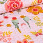 Tissu Coton imprimé LittleBird Oiseaux et fleurs multicolores sur fond Blanc