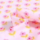 Tissu Coton imprimé LittleBird Flowers sur fond Rose