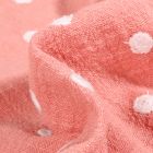 Tissu Coton lavé Pois brodés sur fond Rose
