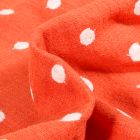 Tissu Coton lavé Pois brodés sur fond Rouge