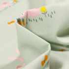 Tissu Coton imprimé LittleBird Nuages et lapins sur fond Vert menthe