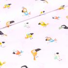 Tissu Coton imprimé LittleBird Toucans colorés sur fond Blanc