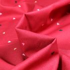 Tissu Coton imprimé Mini cœurs sur fond Rouge griotte