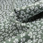 Tissu Coton imprimé Petites branches sur fond Vert foncé