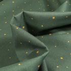 Tissu Coton imprimé Petites et mini étoiles sur fond Vert foncé