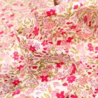 Tissu Coton popeline imprimé Florentine rose sur fond Blanc cassé