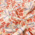 Tissu Coton imprimé Sarah fleuris sur fond Jaune pastel